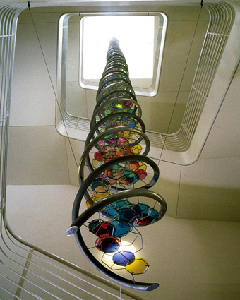 "Portrait of a DNA Sequence" in Davis - Sculpture by Roger Berry PHOTO CREDIT: UCD Division of Biological Sciences